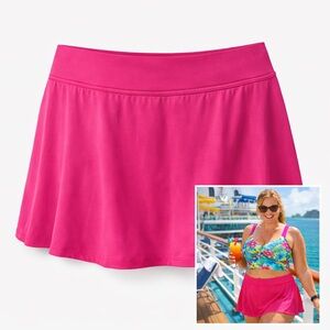 LANDS’ END Swim Skirt Womens 22W Pink Tummy Control Skirted Bikini Bottom Modest